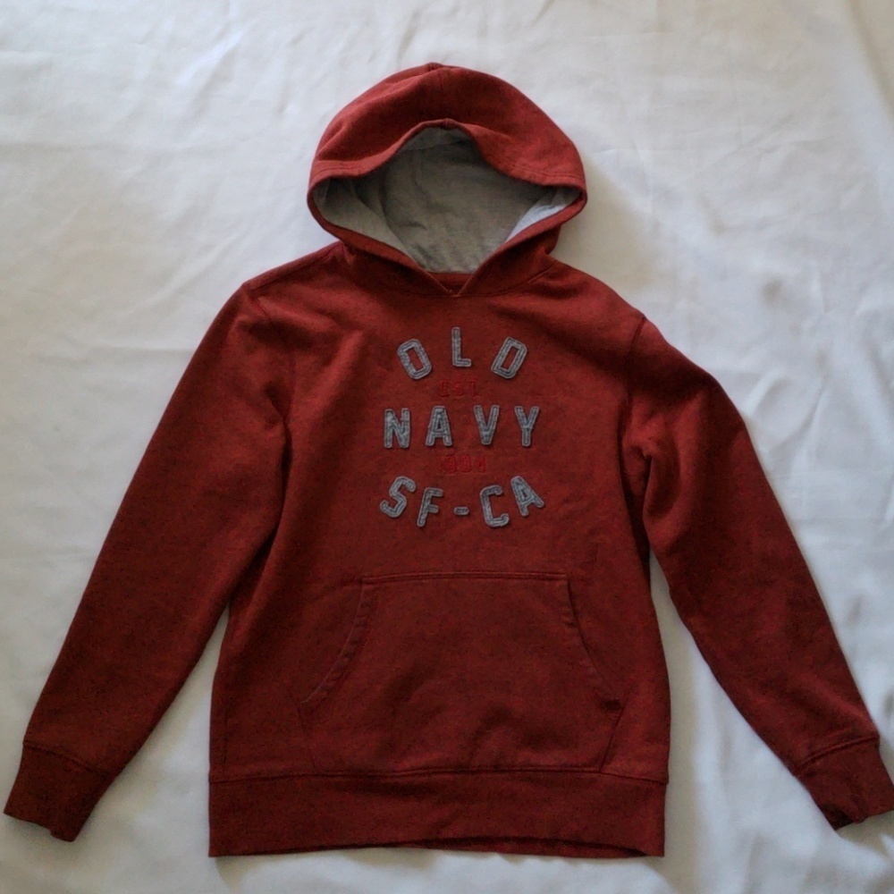 OLD NAVY RED AND GRAY SWEATER SZ L (10-12)